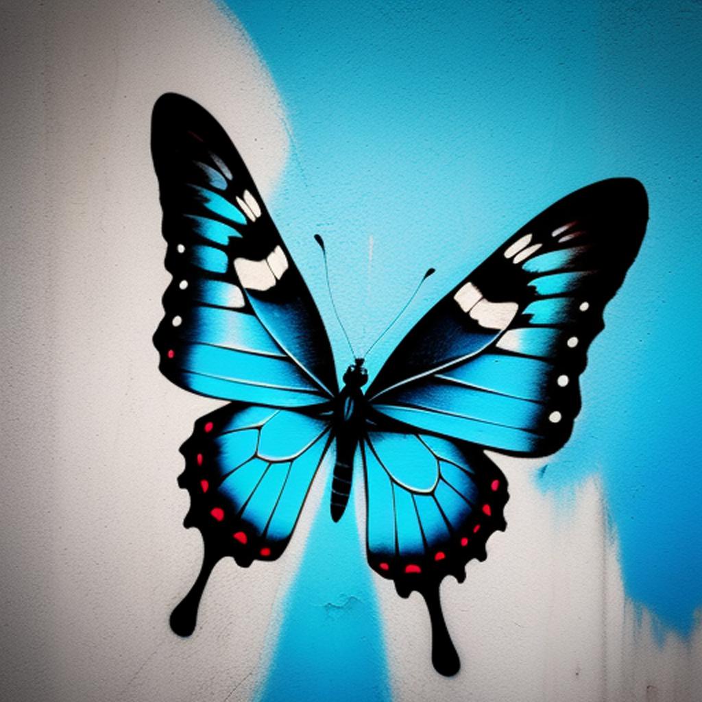 Blue butterfly grafffity on by @ai_generated