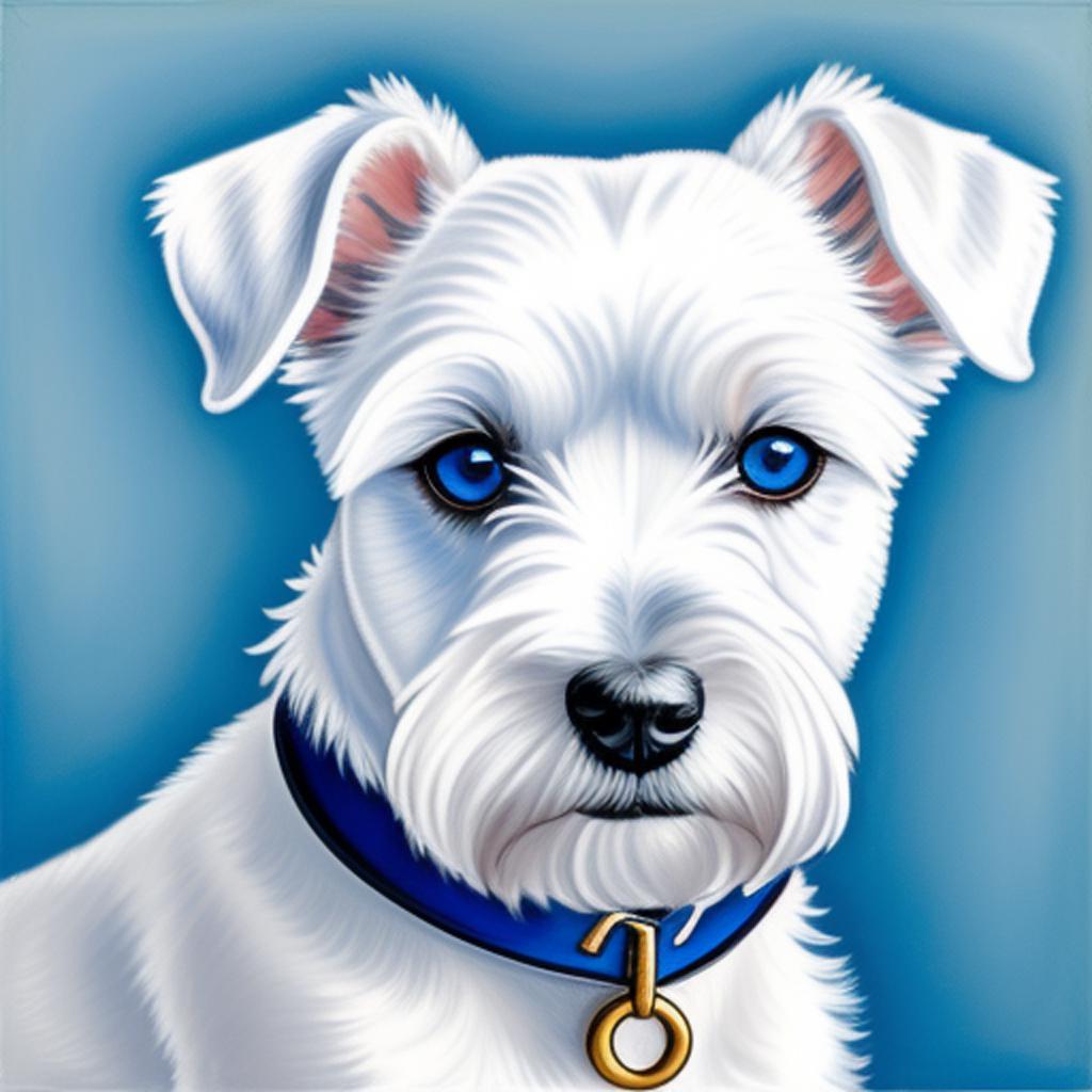 White miniature schnauzer with by @ai_generated