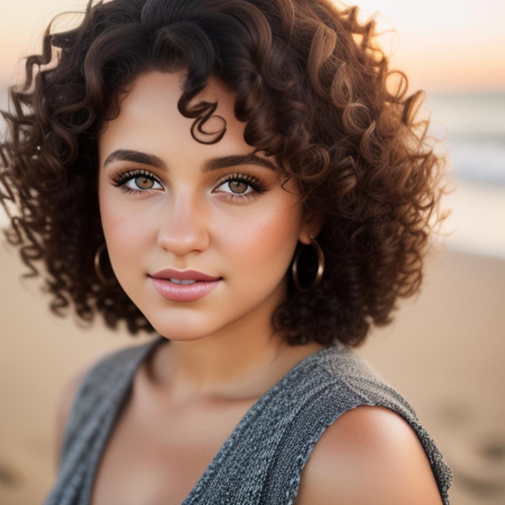 Hot brunette curly haired by @ai_generated