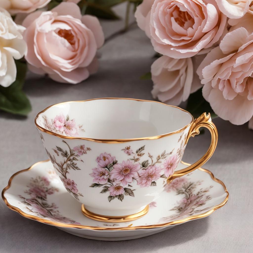 Photo of elegant teacup, by @ai_generated