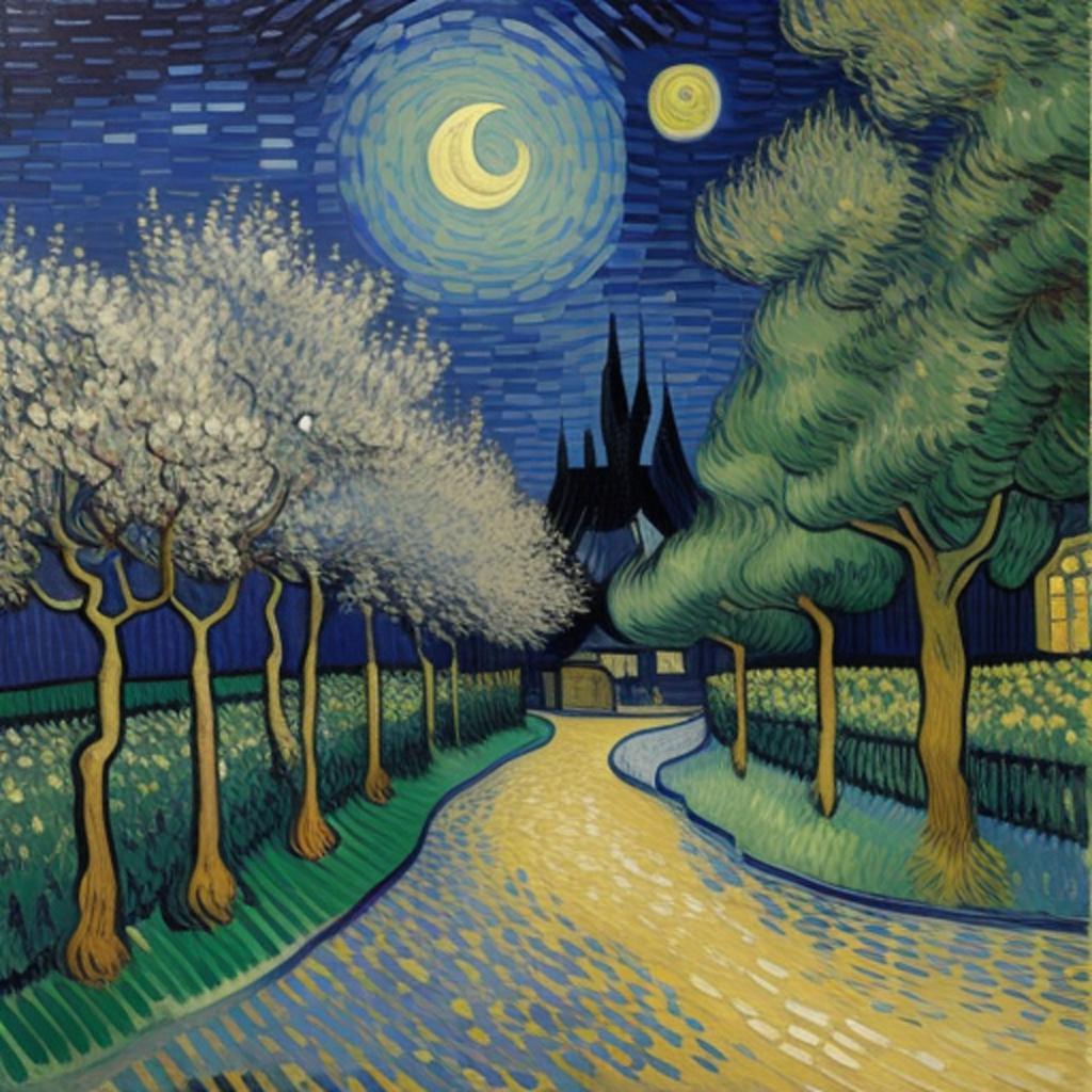 Background, Van Gogh Moonlight by @ai_generated