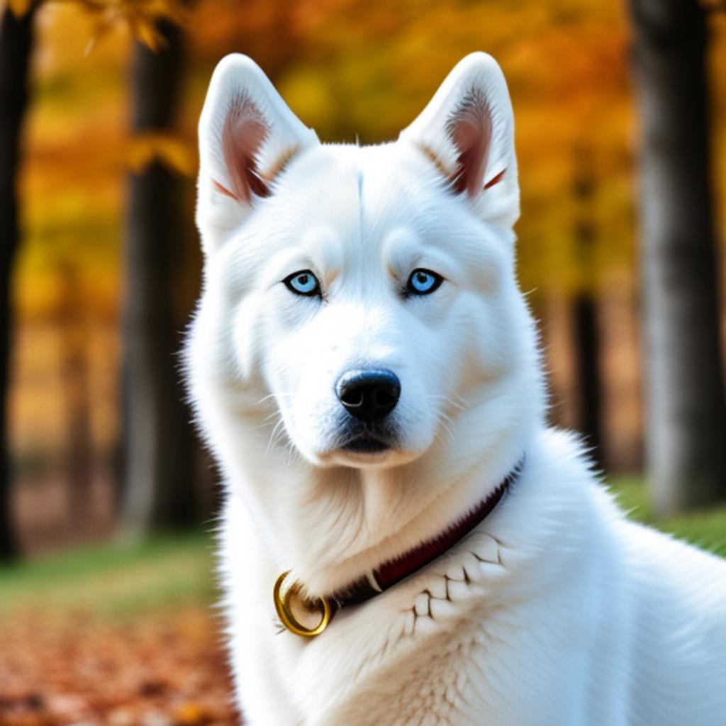 White dog sabrin husky by @ai_generated