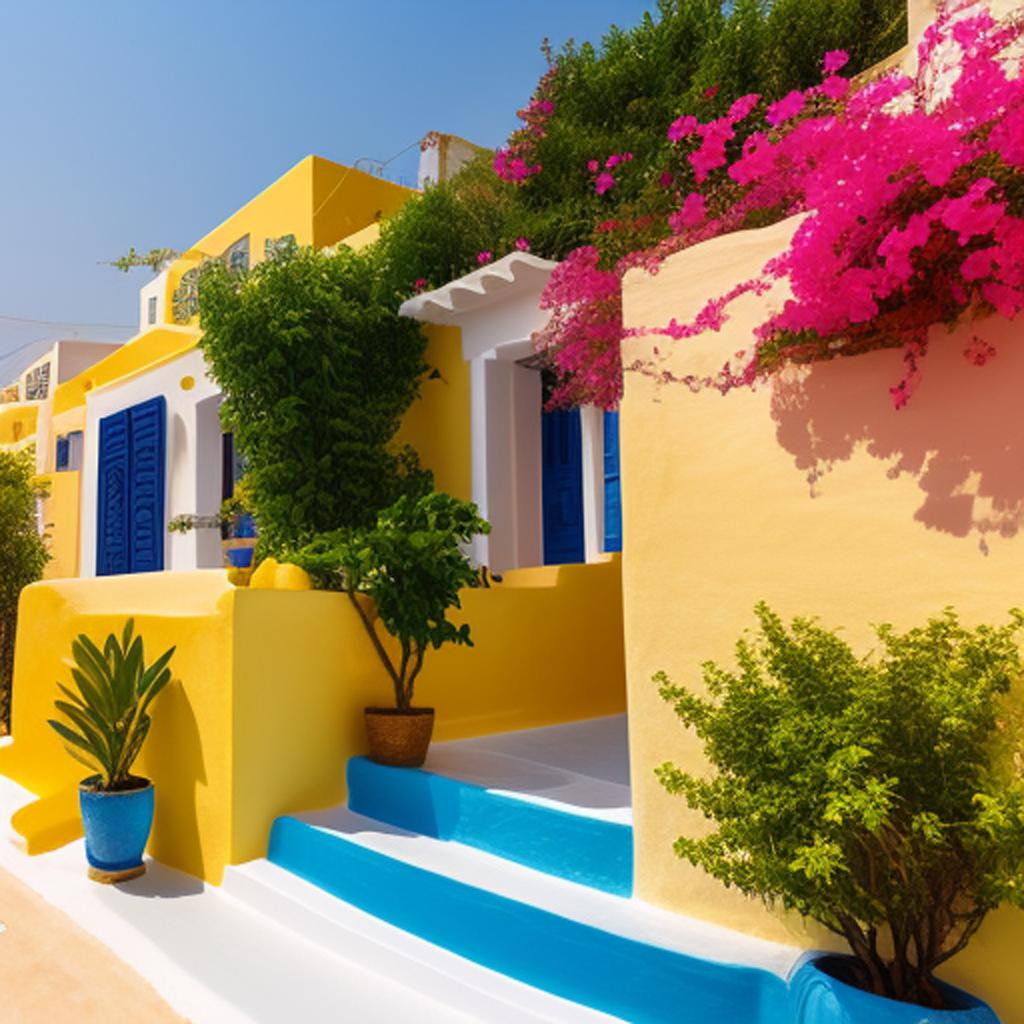 Yellow Cycladic houses with by @ai_generated