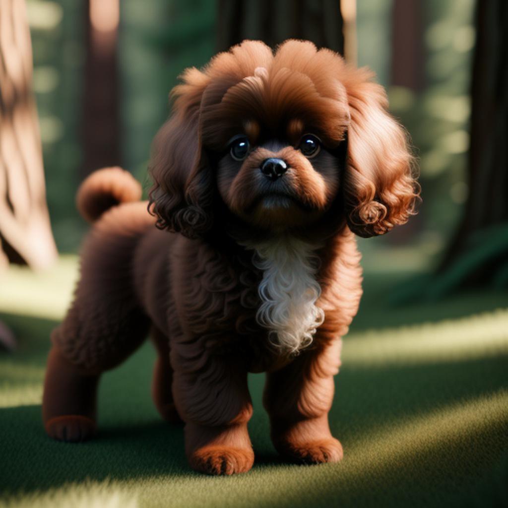 Tan brown curly pekingese by @ai_generated