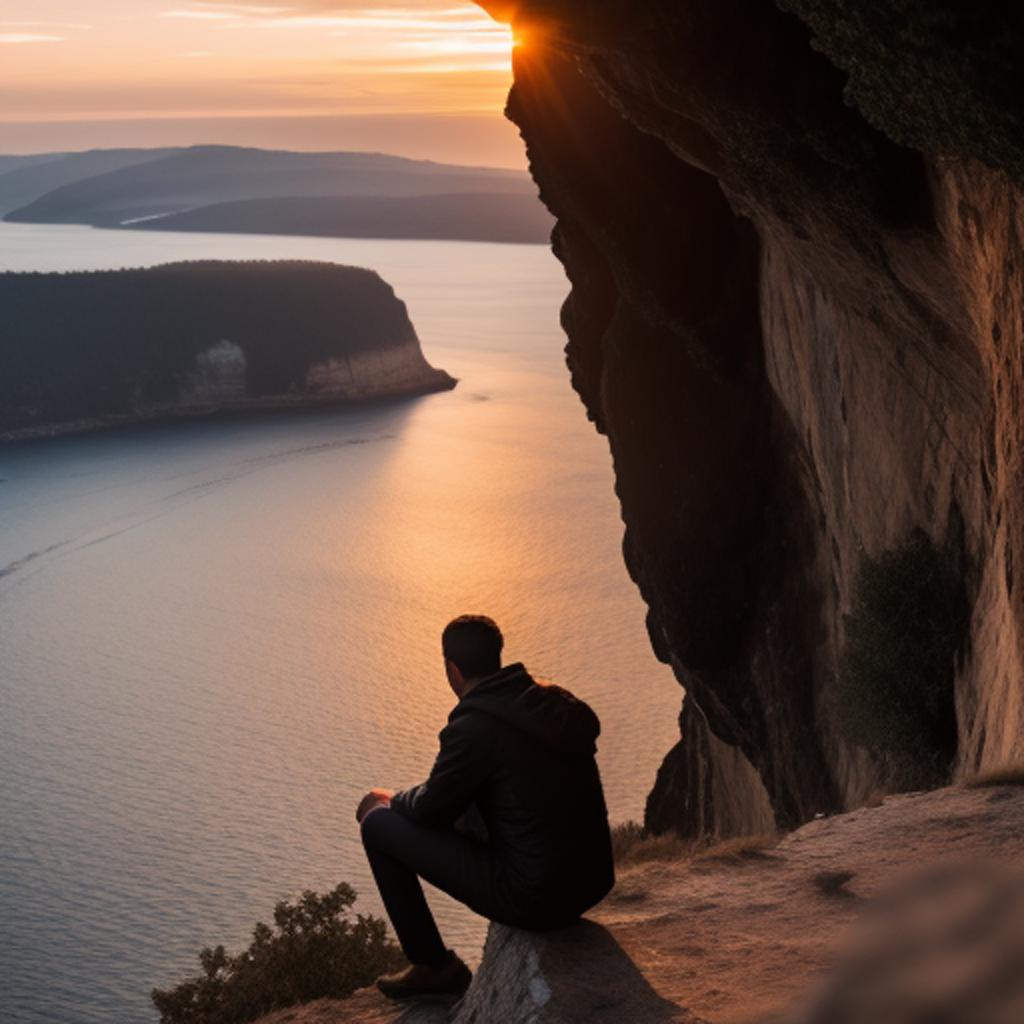 Hombre mirando al atardecer by @ai_generated