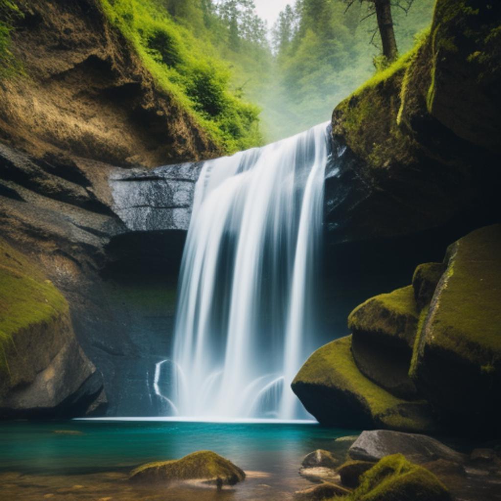 Waterfall in pristine nature by @ai_generated