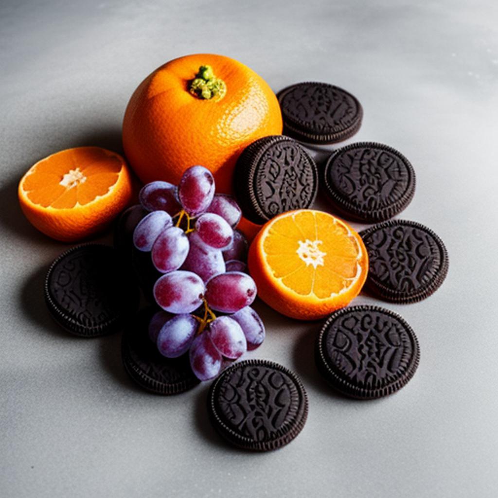 Mandarina, oreo, y uvas by @ai_generated