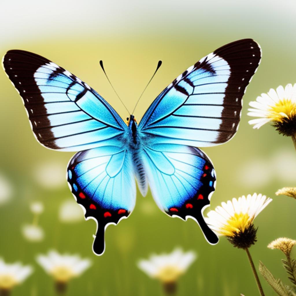 Light blue Butterfly flying by @ai_generated