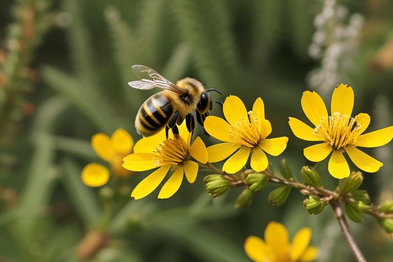 Flying bees on acacia by @ai_generated