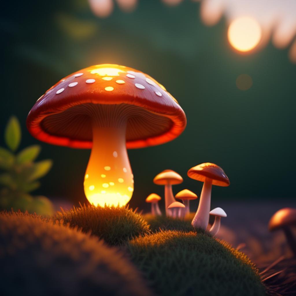 Cute sunset,mushrooms,frogs by @your_fav_witchfairy by @ai_generated