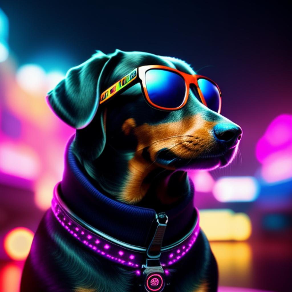 Daschund wearing sunglasses galaxy by @ai_generated