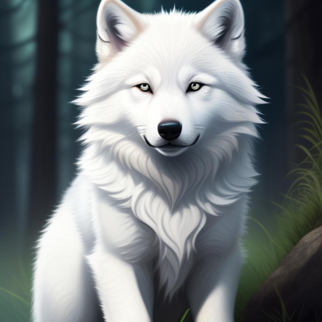 Um lobo filhote branco by @ai_generated