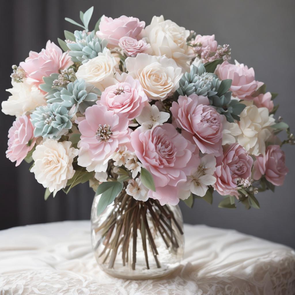 Delicate flower bouquet, soft by @ai_generated