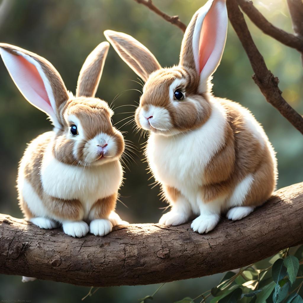 Adorable bunnies perched on by @ai_generated