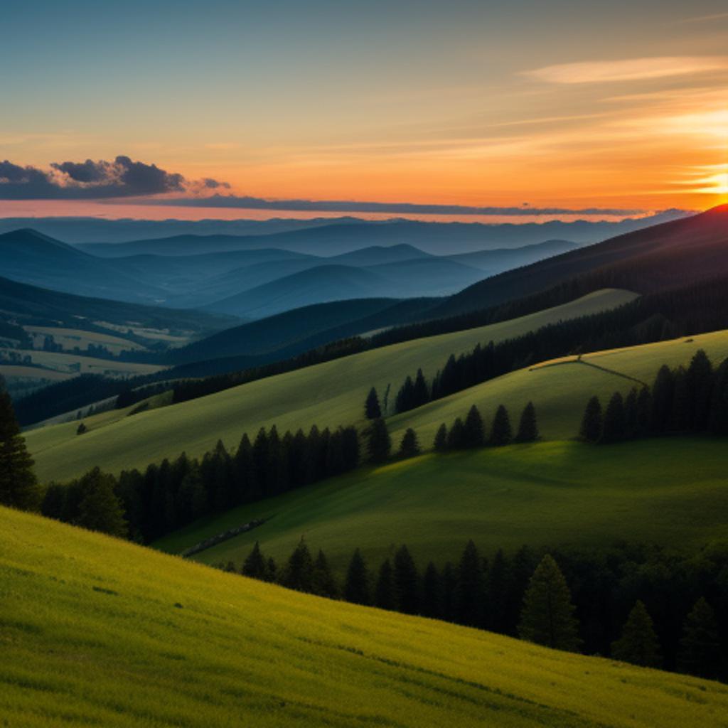 Green mouniten with sunset by @ai_generated