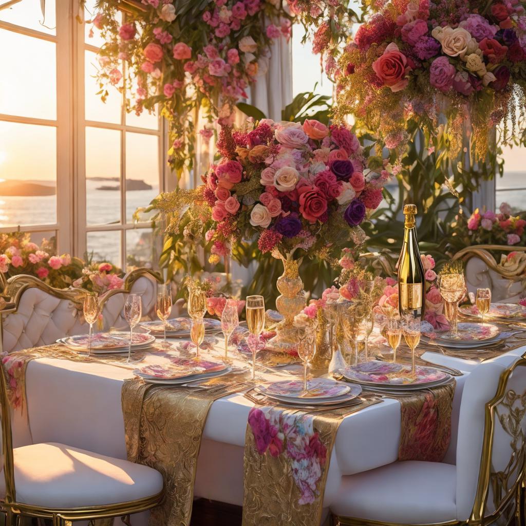 Vibrant florals, elegant champagne by @ai_generated