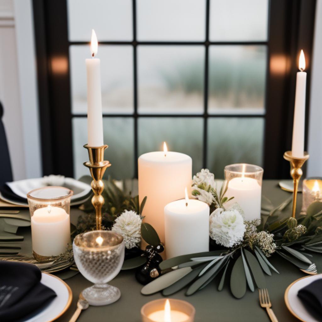 Elegant table with candles, by @ai_generated