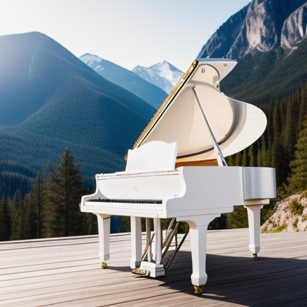 White grand piano on by @ai_generated