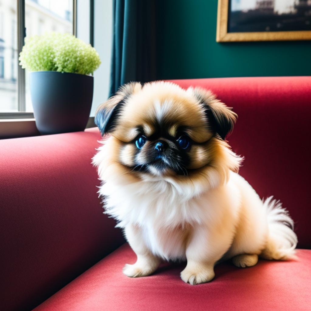 A fluffy Pekingese with by @ai_generated