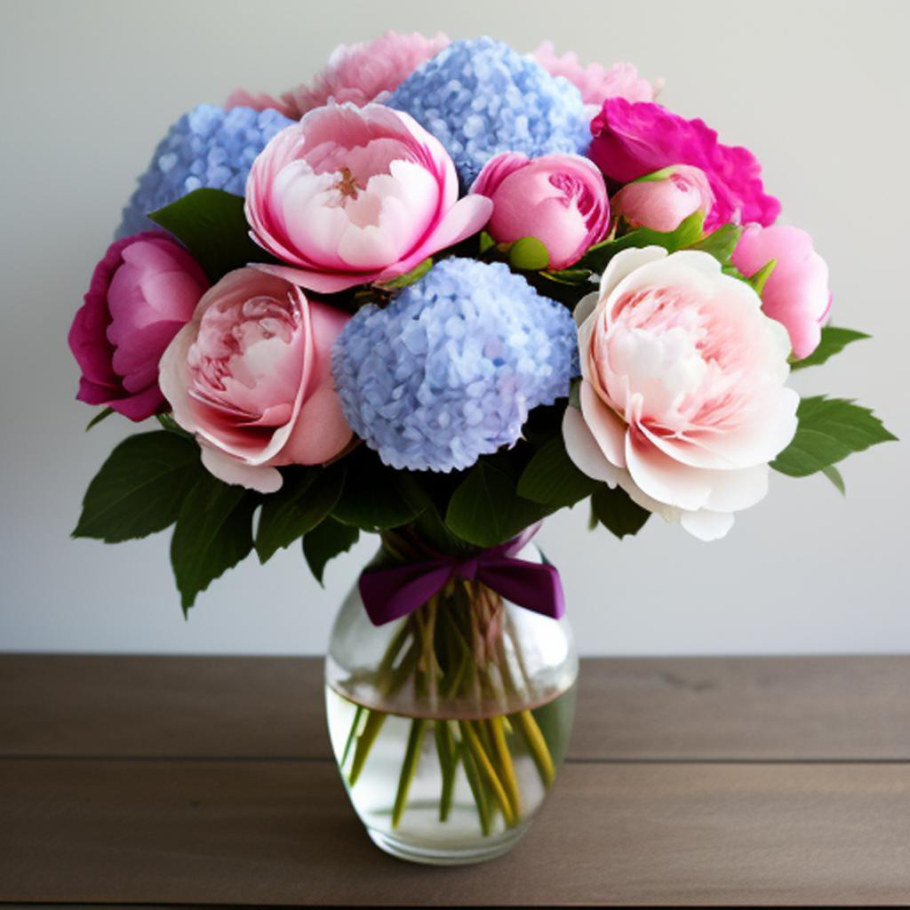 Peonies, hydrangea and roses by @ai_generated