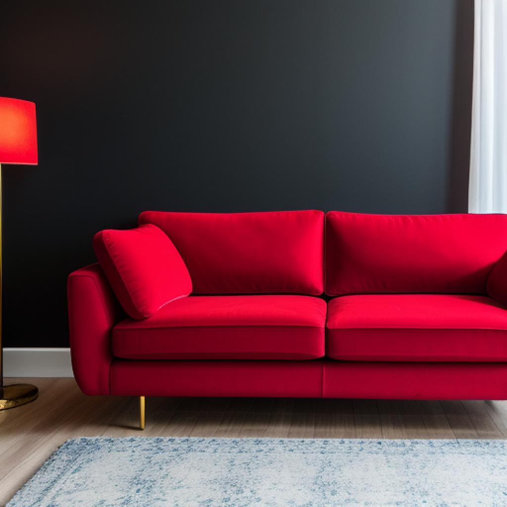 Red couch by @anitamccants by @ai_generated