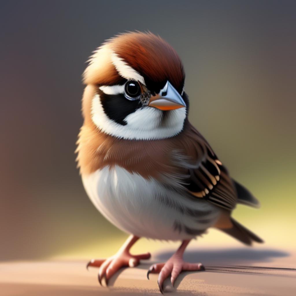 Cute baby sparrow by by @ai_generated