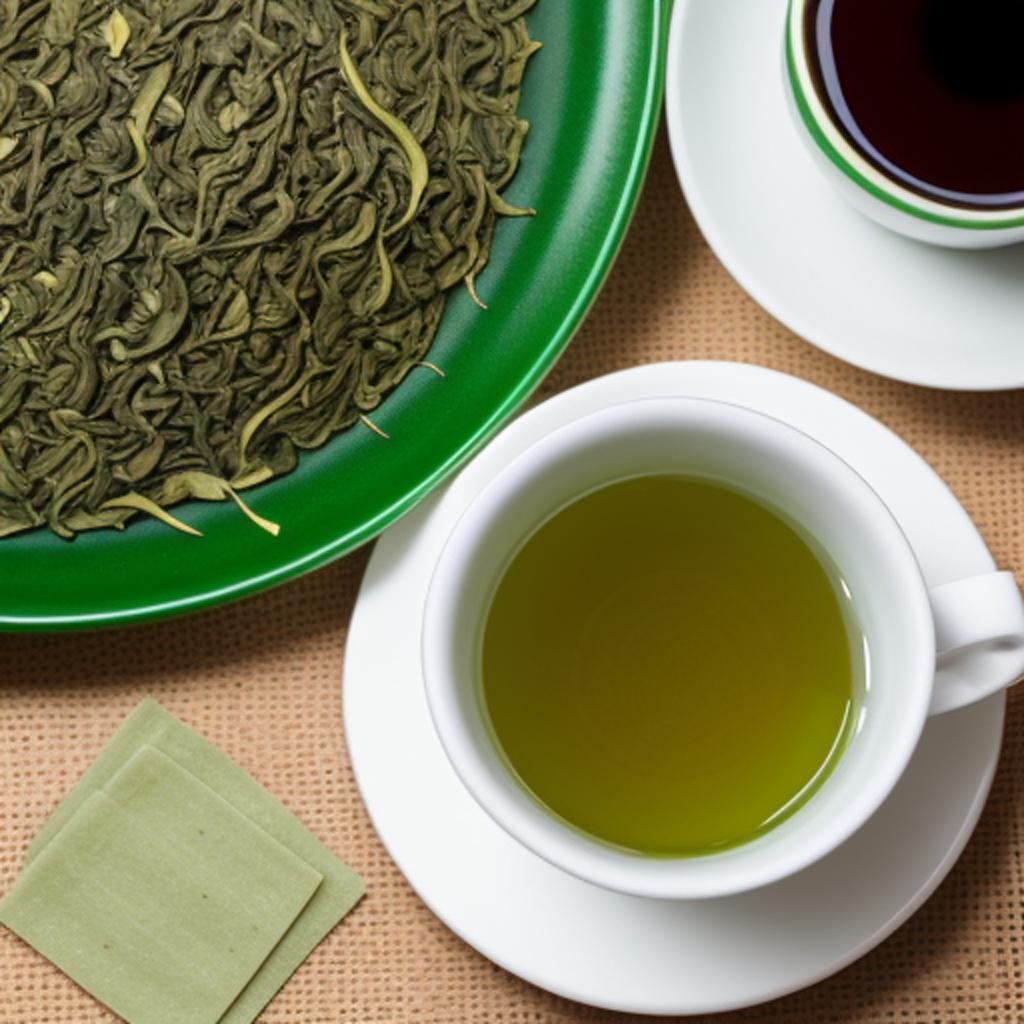 Green tea bags by by @ai_generated