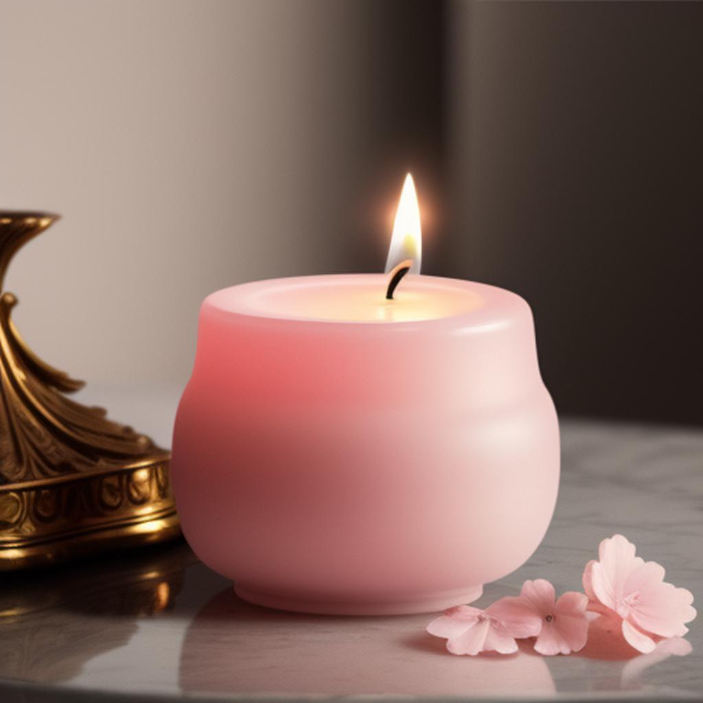 Light Pink candle on by @ai_generated