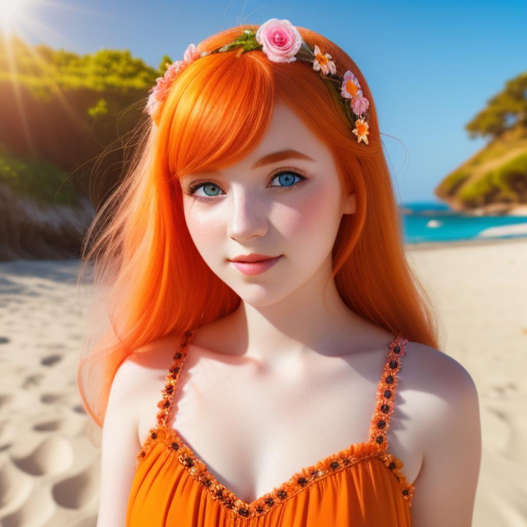 A girl with orange by @ai_generated