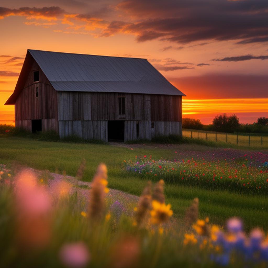 A abandoned barn surrounded by @ai_generated