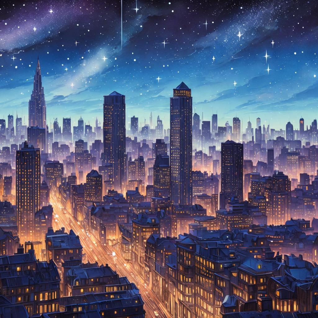 “Captivating starlit cityscape with by @ai_generated