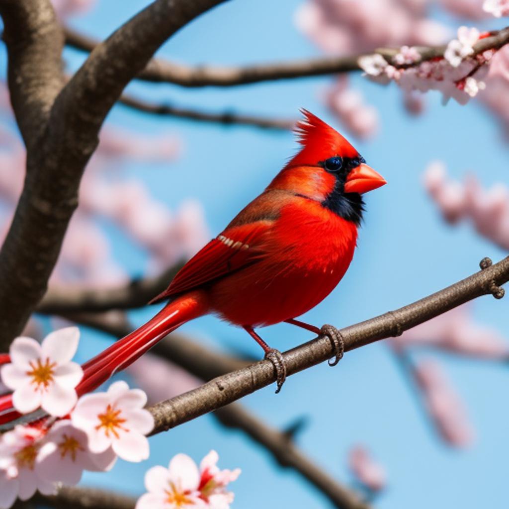 Red cardinal sitting on by @ai_generated