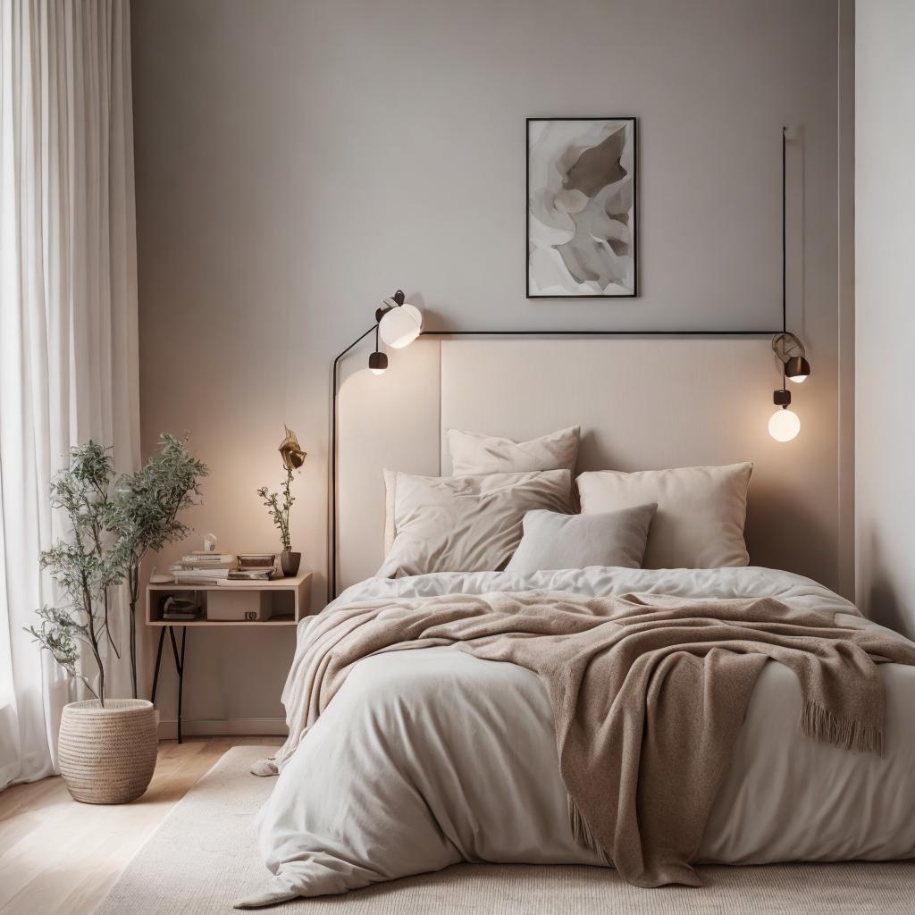 Cozy bedroom, minimalist decor, by @ai_generated