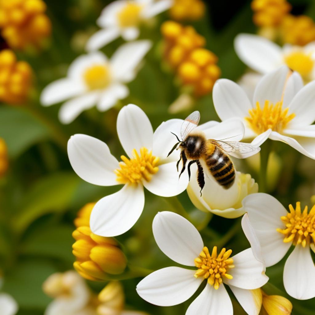 Background, flower with bees by @ai_generated