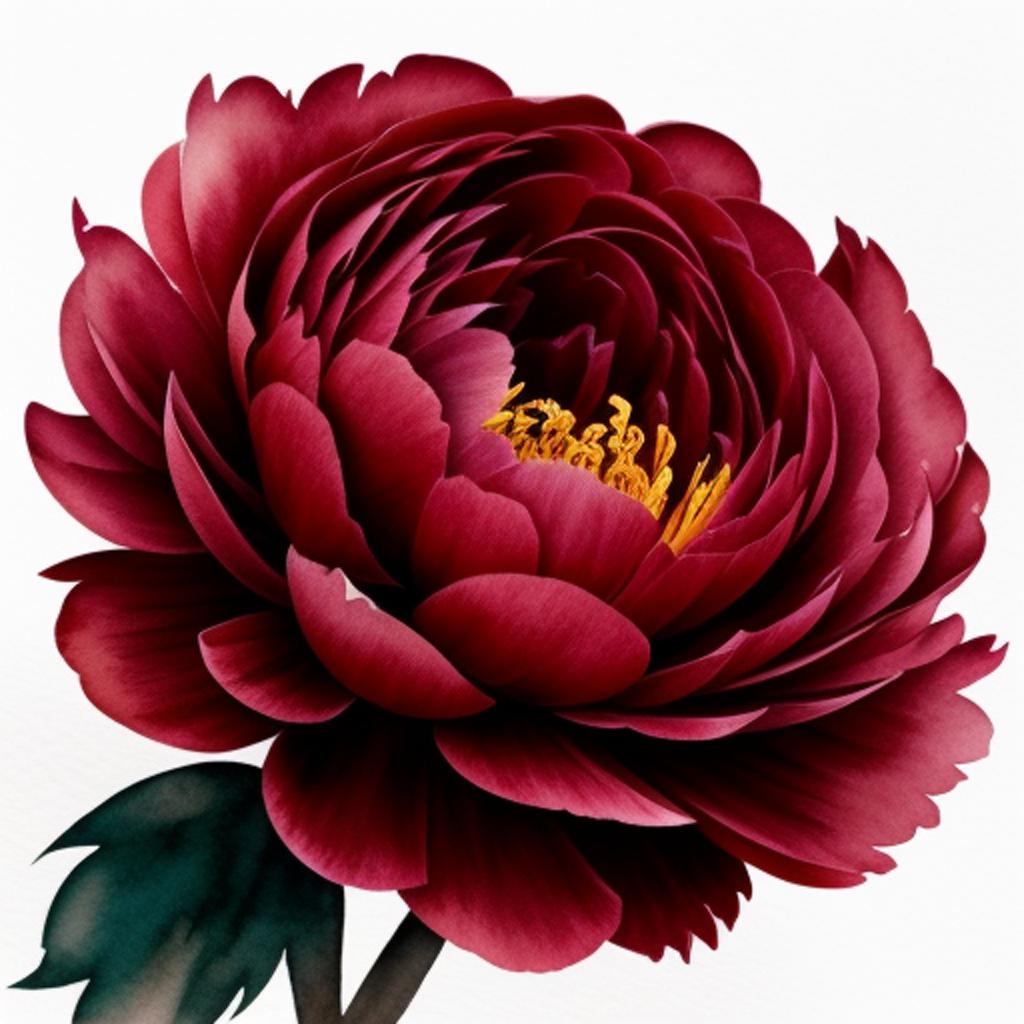 Dark red peony by by @ai_generated