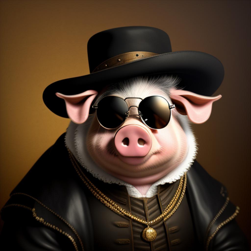 A pig with sunglasses by @ai_generated