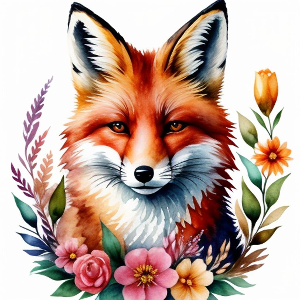 A fox with flowers by @ai_generated