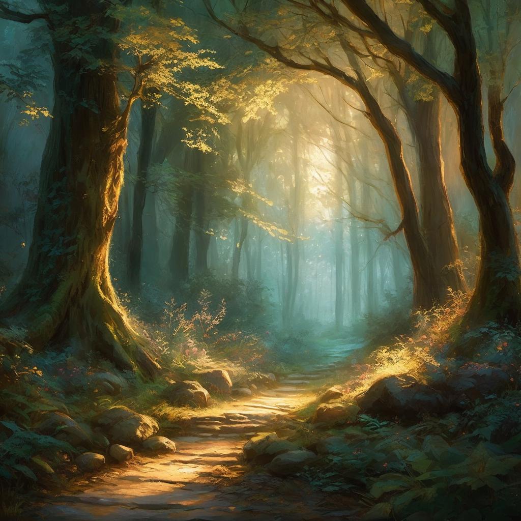 Gentle woodland scene, mystical by @ai_generated