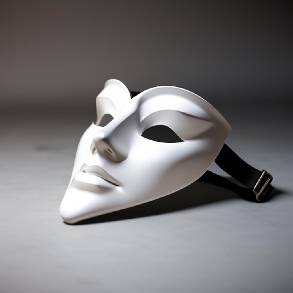 White theater mask on by @ai_generated