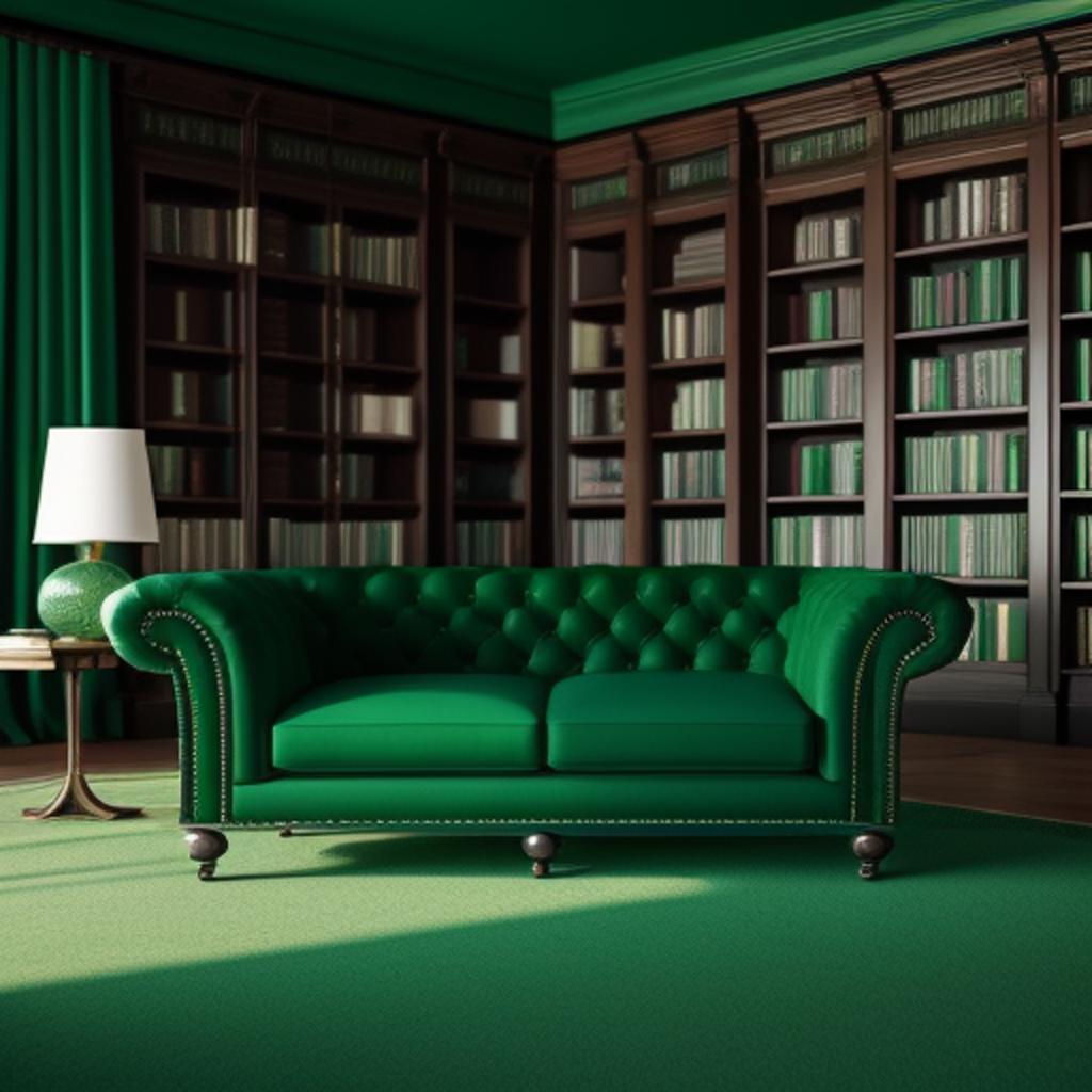 Emerald green tufted couch, by @ai_generated