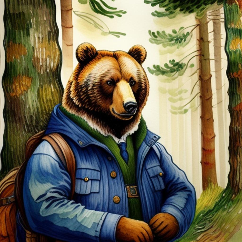 Bear dressed as forest by @ai_generated