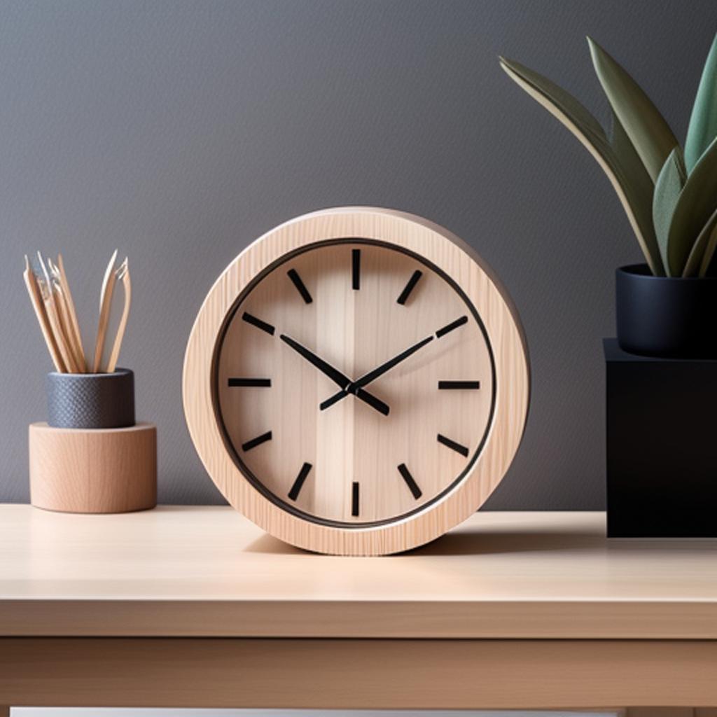 Wooden desk clock, minimalist by @ai_generated