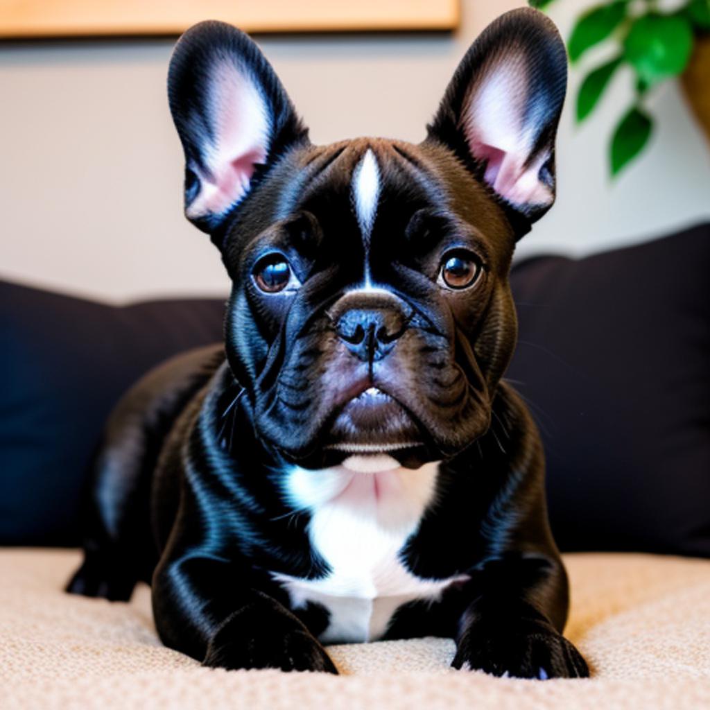 Happy French bulldog sitting, by @ai_generated