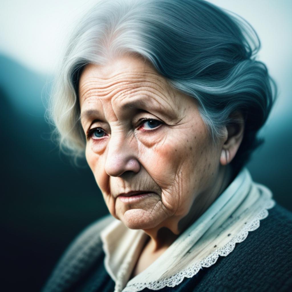 A sad old woman by @ai_generated