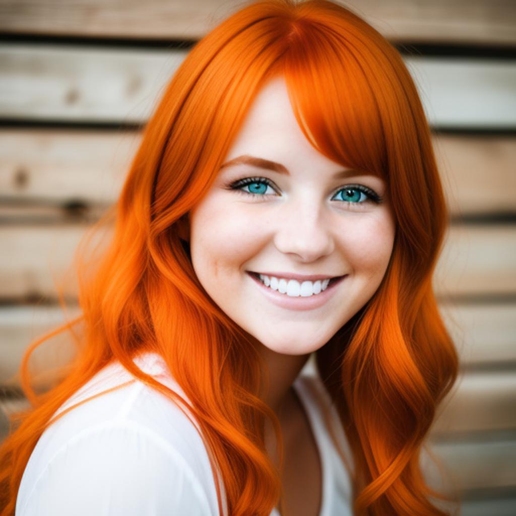 Orange haired girl with by @ai_generated