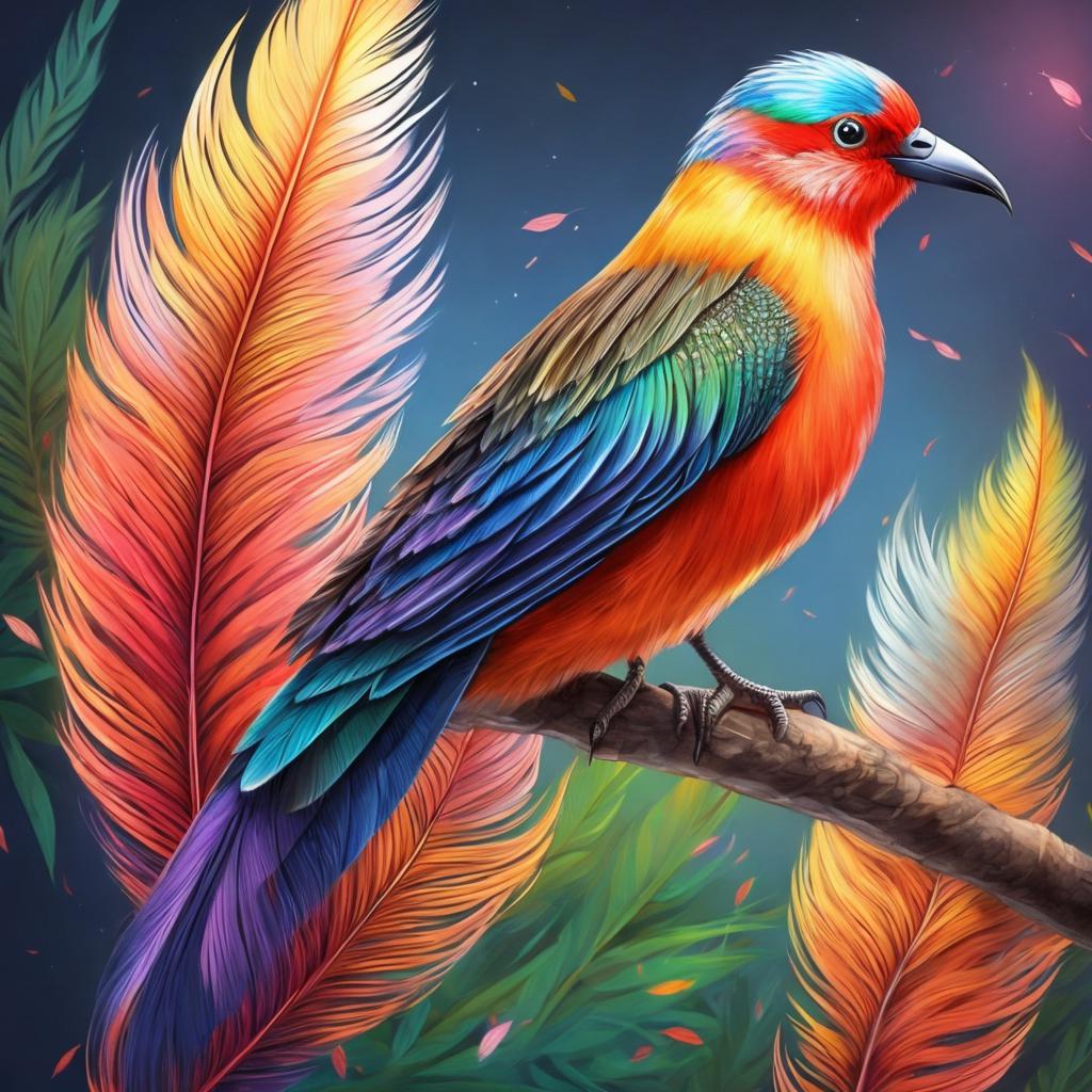 Bird design, colorful feathers, by @ai_generated