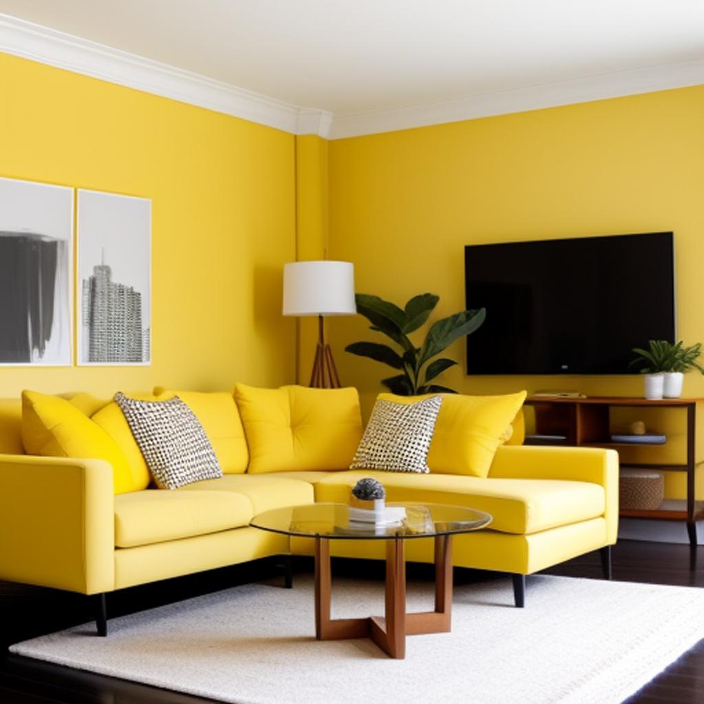 Background, Yellow living room by @ai_generated