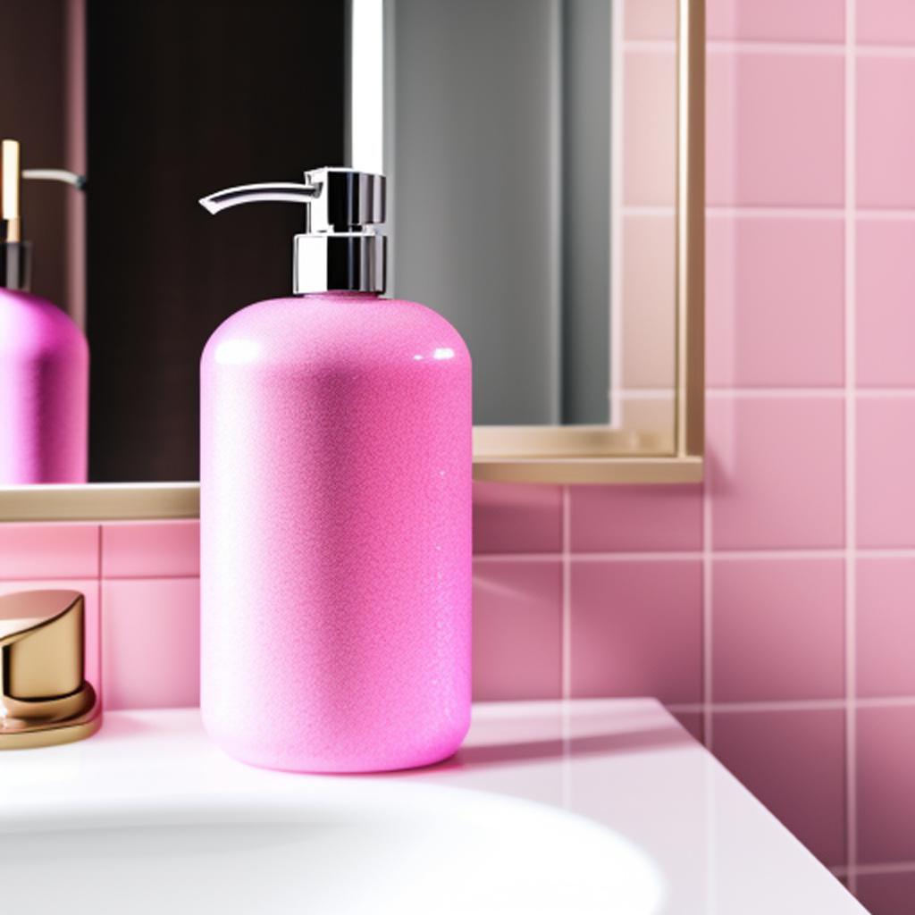 Pink handwash bottle in by @ai_generated