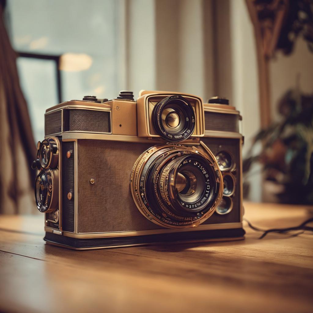 “Vintage camera, retro design, by @ai_generated