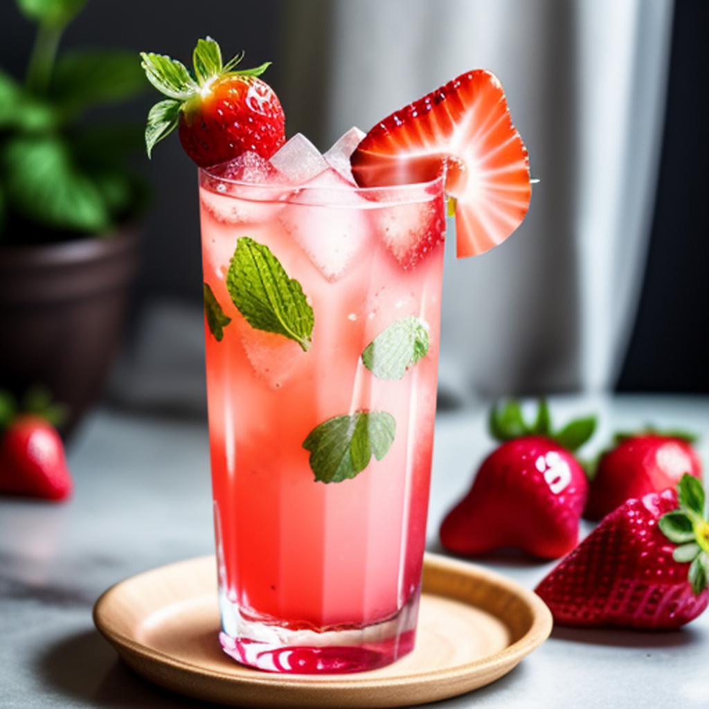 Strawberry mojito with pink by @ai_generated